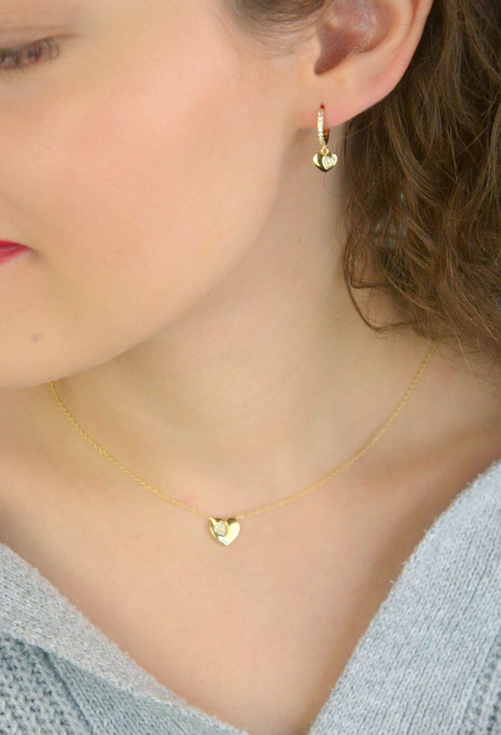 Kolczyki damskie Nomination Italy Petit Sparkle srebrne pozłacane serduszka 242305 006.jpg